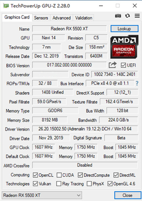 PCWINMAX Radeon RX 5500 XT Graphics Card 8GB GDDR6 128bit HD 2XDP PCI Express 4.0X8 Dual Fan