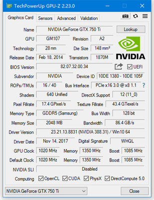 PCWINMAX Geforce GTX 750 Ti Low Profile Graphics Card 2GB GDDR5 128Bit 640SP DVI HD VGA Gaming GPU Video Card