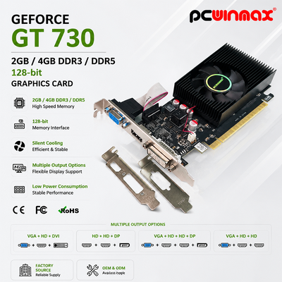 PCWINMAX Geforce GT 730 2GB 4GB DDR3 DDR5 64 Bit κάρτα γραφικών HD+HD+DP θύρες Χαμηλού Προφίλ κάρτα βίντεο για PC