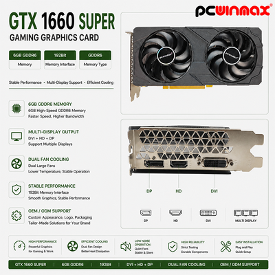 PCWINMAX GeForce GTX 1660 Σούπερ κάρτα γραφικών, 6GB GDDR6 Gaming PC GPU 192bit κάρτα βίντεο PCIe 3.0 x16 1660S κάρτες παιχνιδιών