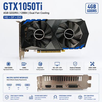 PCWINMAX Χονδρικής Κάρτα Γραφικών GTX 1050 Ti 4GB 128Bit GDDR5 GPU Χαμηλής Κατανάλωσης Με Έξοδο HD DP DVI Για Επιτραπέζιους Υπολογιστές